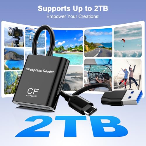 Lecteur CFexpress Type B 10 Gbit/s avec double câble USB-C et USB-A - 5