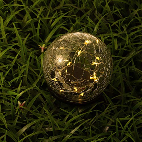 Uonlytech Luzes Solares de Jardim de Bola de Crackle Luzes de Decorativas Ao Ar Livre Luz Noturna de