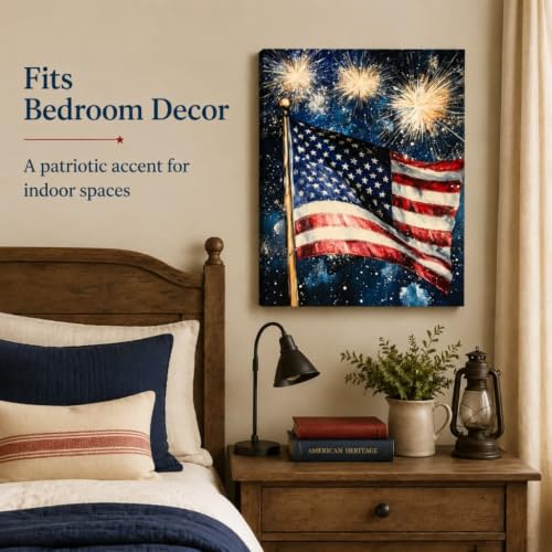 Image of Americana Flag Canvas Print Picture Wall Art for Home Decor
