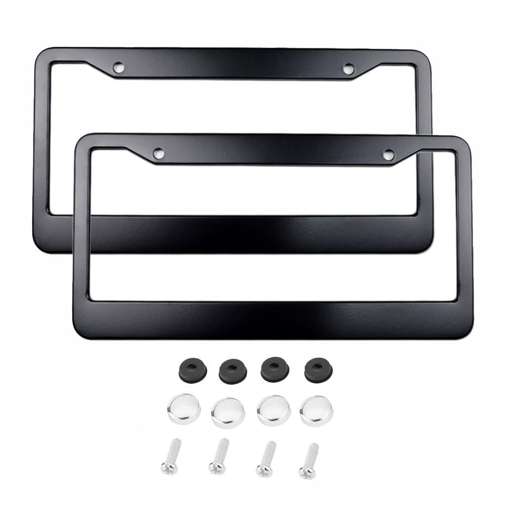 Licence Plate Frame Holder 2-Pack Chrome Stainless Steel License Plate Frames – With Screw Caps, Legal For All Vehicles Chrome Stainless Steel License Plate Cover - Foto 3