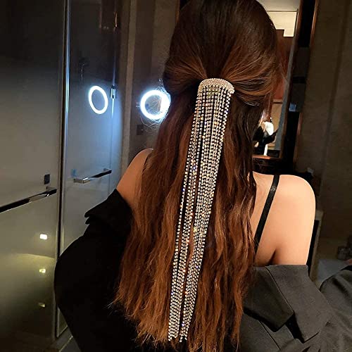 Accessoires de cheveux strass longue chaîne tresse épingle cristal queue de cheval fille - 7