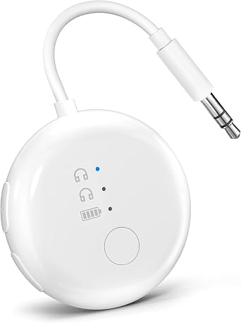 Avantree SoundJet R1 25Hr Airplane Bluetooth Adapter for All AirPods | Qualcomm Chipset & aptX Adaptive, Wireless Audio Transmitter for Flight Travel, Works with Bose & Other Headphones