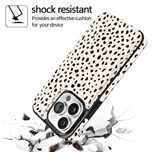 Image of uCOLOR Compatible with iPhone 13 Pro Wallet Case with Card Holder Slots Marble Flip Leather RFID Kickstand Phone Wallet Cover for Women and Girls 6.1 inch (Almond Latte Polka Dot, iPhone 13 Pro 6.1 inch)