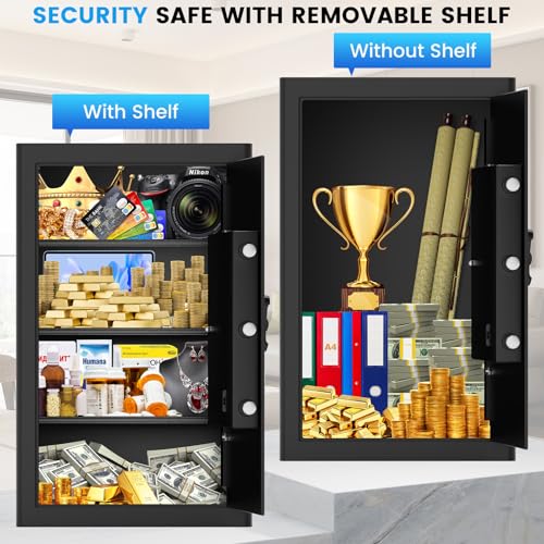 6.0 Cuft Large Home Safe Fireproof Waterproof, Anti-theft Fireproof Safe Box with Combination Lock, Alarm Systerm and Removable Shelf, Digital Document Fire Safes for Home Money Valuables