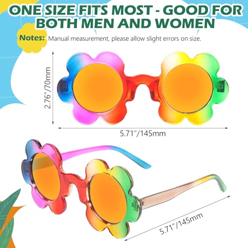 Saillong 10 Pairs Adult Flower Sunglasses 5.7 Inch Women Round Flower Glasses Cute Outdoor Summer Colorful Eyewear for Women Men Beach Pool Party Favor Supplies3