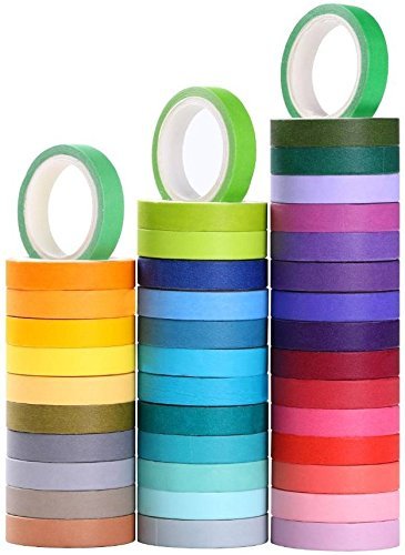 Juego de 40 rollos de cinta adhesiva Washi – Cinta adhesiva decorativa de papelería para álbumes de recortes, cintas...