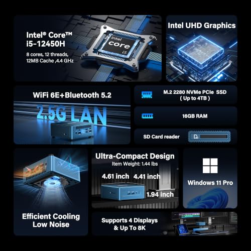 Image of GEEKOM IT12 Business Mini PC for Plex Server & Home Office(3-Year Coverage), with Intel i5-12450H Mini Computer Windows 11, Low-Power Desktop 16 RAM(Expandable) /512GB SSD(Not LPDDR), Dual USB4 8K