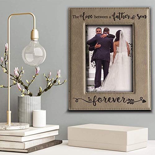 Bella Busta- The Love Between A Father And Son Is Forever- Father's Day Gift From Son-Dad Gifts- Engraved Leather Picture Frame (5" X 7" Vertical) #TOP2