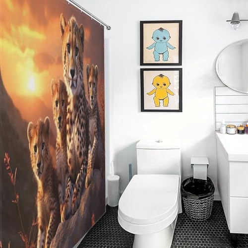 Rideau de douche léopard imperméable à séchage rapide pour baignoire - 3