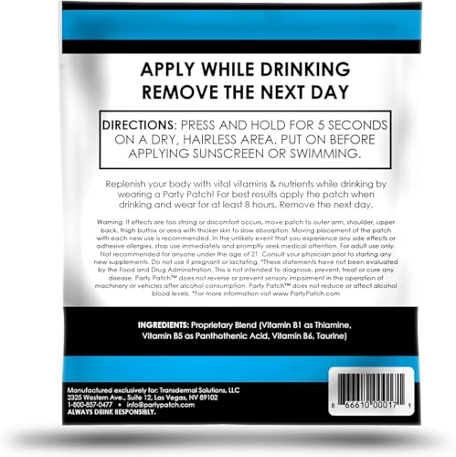 Zero Calories, Water-Resistant Recovery Patch for Parties and Nights Out - 12 Pack2