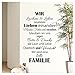 Wandaro Wandtattoo Spruch Wir sind eine tolle Familie I Schwarz 58 x 90cm I Flur Wohnzimmer Aufkleber Selbstklebend Wandaufkleber Wandsticker Wandtatoos W3301