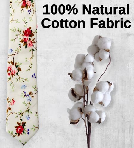 Otis & Oliver Boys Floral Tie Pre-Tied Kids Necktie Age 1-12 Adjustable Woven Cotton Church Wedding School Graduation4