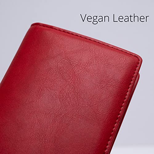 Image of Alldaily Ultra Slim Thin Women Wallet RFID Blocking Credit Card Holder Bifold Long Ladies Billfold (Red)
