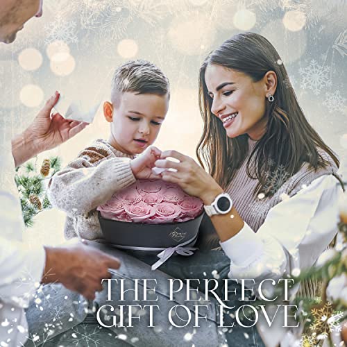 GLAMOUR BOUTIQUE 16 Flower Forever Heart Shape Box - Preserved Roses Gift for Her, Preserved Flowers, Pink