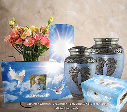 Image of Holy Dove Photo Funeral Guest Book for Memorial Service and Celebration of Life Guest Book for Memorial Service - Beautiful & Vibrant Sign in Book for Funeral
