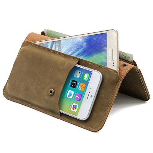 MANNA SmartWallet "Vasco" |Multifunctioneel - portemonnee, portemonnee voor smartphones met displaydiagonaal tot 5,2 " | Tas voor Apple iPhone 8, iPhone 7, iPhone 6s, Sony Xperia Z5, Galaxy S7/A7 | Leer