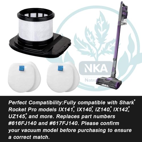 Image of IX141 Vacuum Filter Replacement for Shark Rocket Pro IX141 IX140 IZ140 IX142 IZ140C IZ142 UZ145 IZ141C IX141H Stick Vacuum, Part #616FJ140 & 617FJ140,1 Pack HEPA Filter 2 Pack Foam & Felt Filter