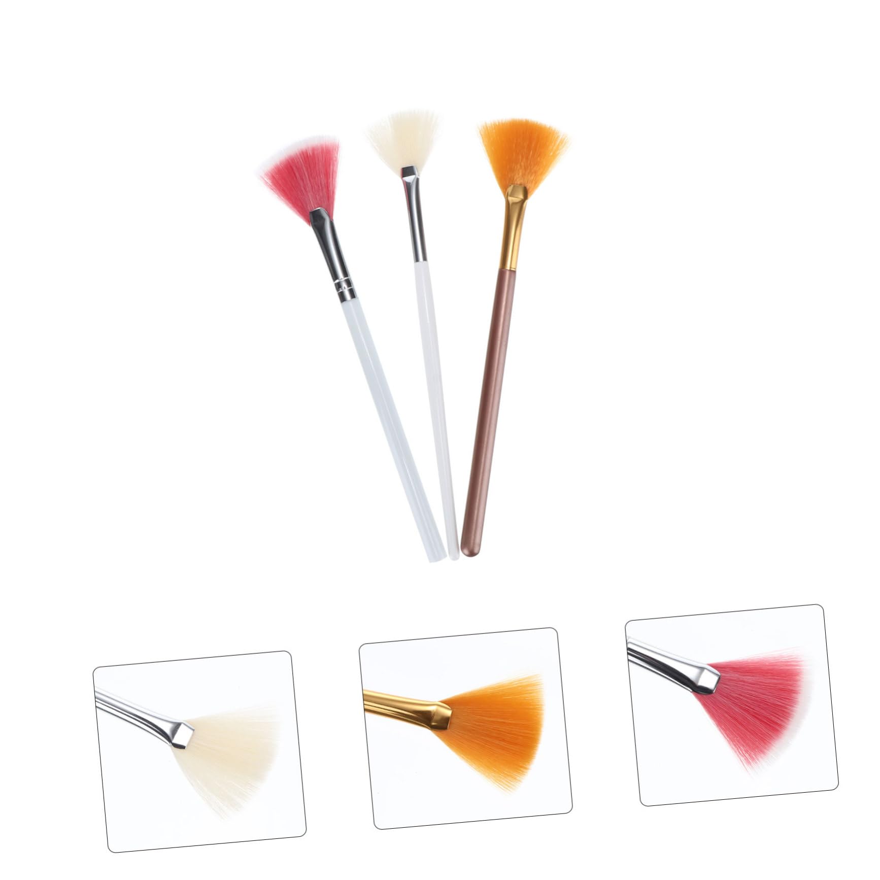 Outanaya Facial Brush Set 3pcs Makeup for Highlighting Contouring Esthetician Grade Easy to Cle