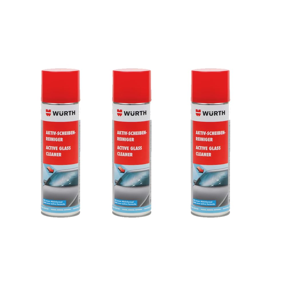 3 x WÜRTH – Detergente attivo per vetri + 1 panno in microfibra gratuito