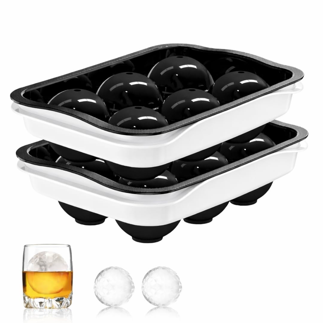 Sprqcart Easy Push Premium Pop Up Ice Cube Tray with Flexible Silicon Bottom and Over Lid, 6 Cube Trays Stackable Durable and Dishwasher Safe (Black, Pack of 2)