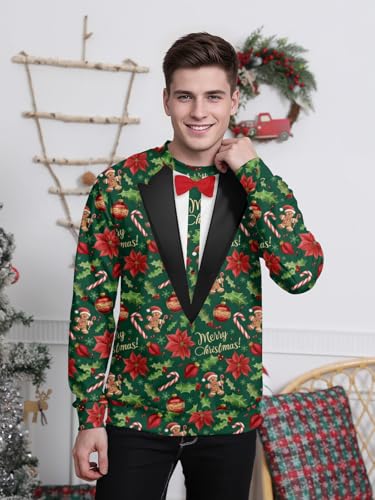 Fake Tuxedo Merry Christmas All-Over Print Sweatshirt - Image 2