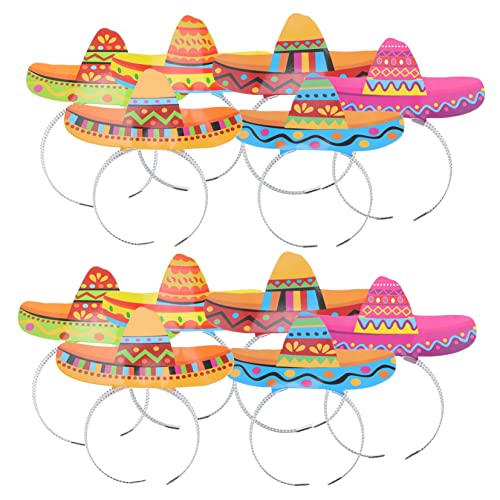 CLISPEED 12 Piezas diadema mexicana Venda diademas sombreros para divertido sombrero de fiesta sombrero mexicano gorro mexicano diadema fiesta decoraciones de diadema de festival Papel
