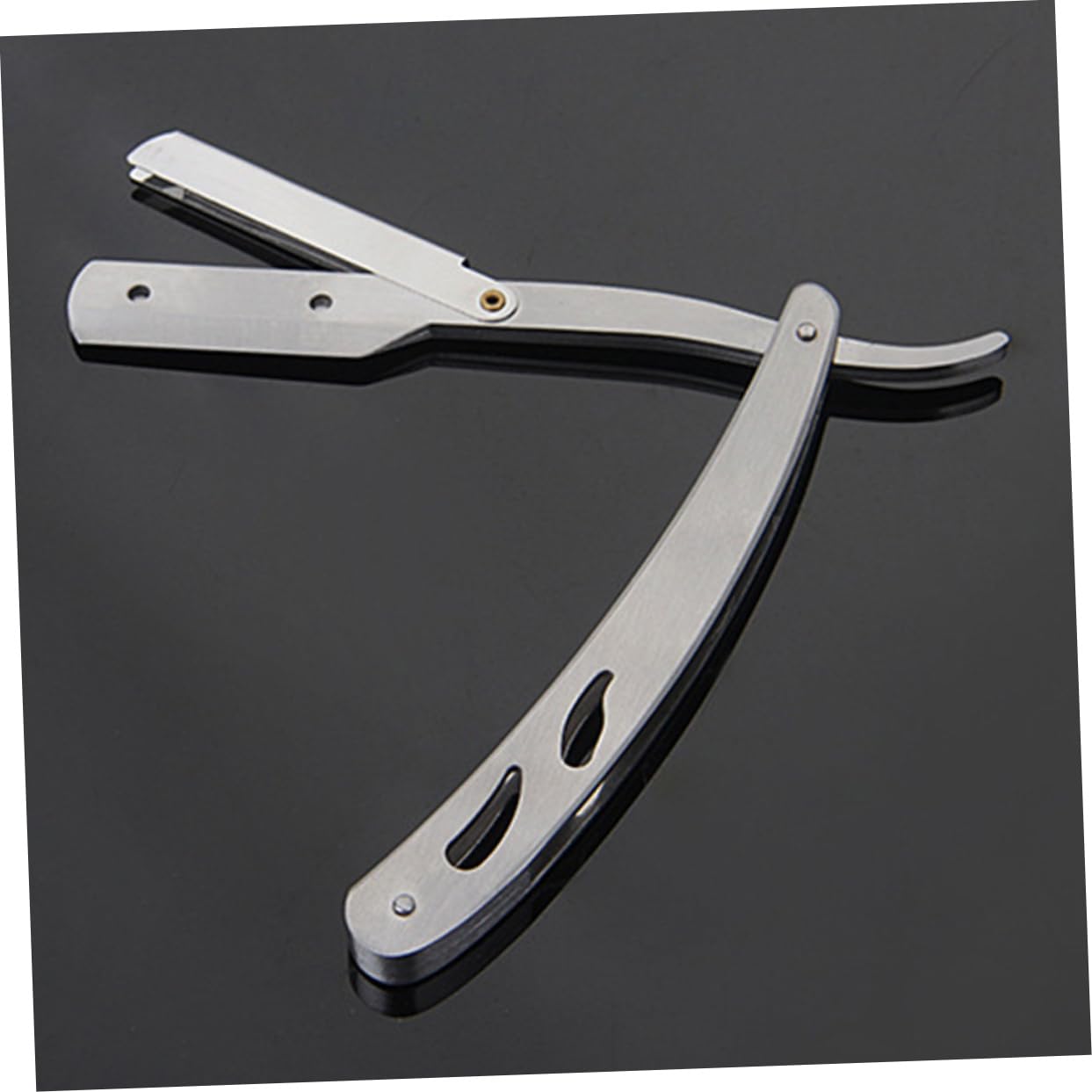 MERRYHAPY 1 Pc Professional Stainless Steel Folding Vintage Razor Holder Straight Safety Razor Holder