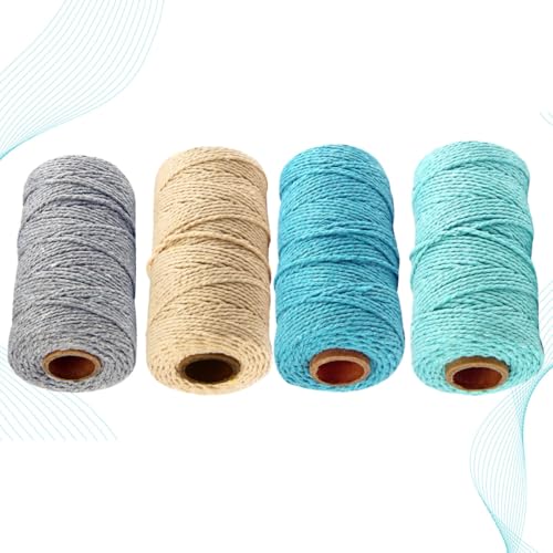 Cuerda de algodón trenzada de 2 mm en 4 rollos de colores para manualidades y hogar 5