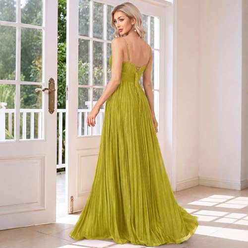 Image of Sexy Backless Maxi Formal Dress for Women with Sequin, Sleeveless Pleated Evening Gowns for Wedding and Cocktail