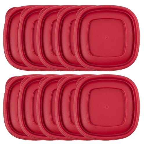 Replacement Lids for Rubbermaid Food Storage Containers - Fits 1.25-Cup and 2-Cup Sizes, BPA-Free & Leak-Resistant (10-Pack) (Red)