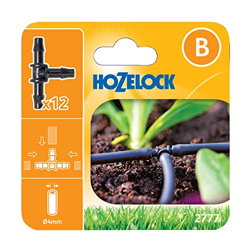 Hozelock T Piece Connectors 4mm (12 pack), Black, Klein