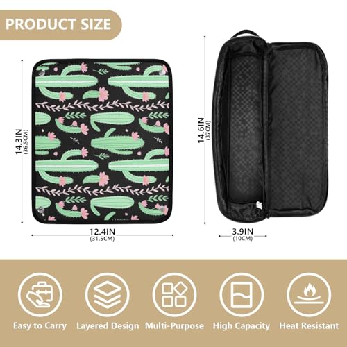 Bolso organizador 2-en-1 para plancha de pelo y rizador con almohadilla resistente al calor, para herramientas calientes, ideal para viaje, diseño portátil de cactus y suculentas miniatura 4