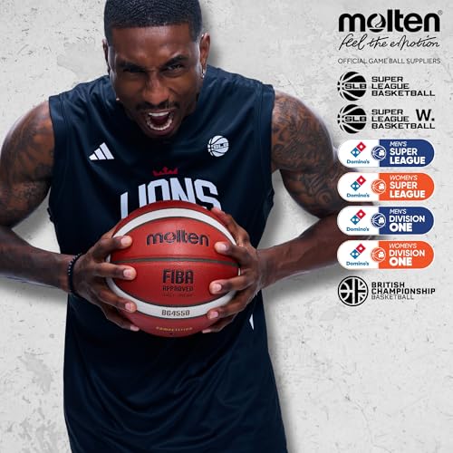 Image of Molten B7G4550 Basketball I The Official Game Ball of British Hoops! I Size 7 I Game-Ready Pebble I Premium Composite Leather I Super League I British Championship Basketball