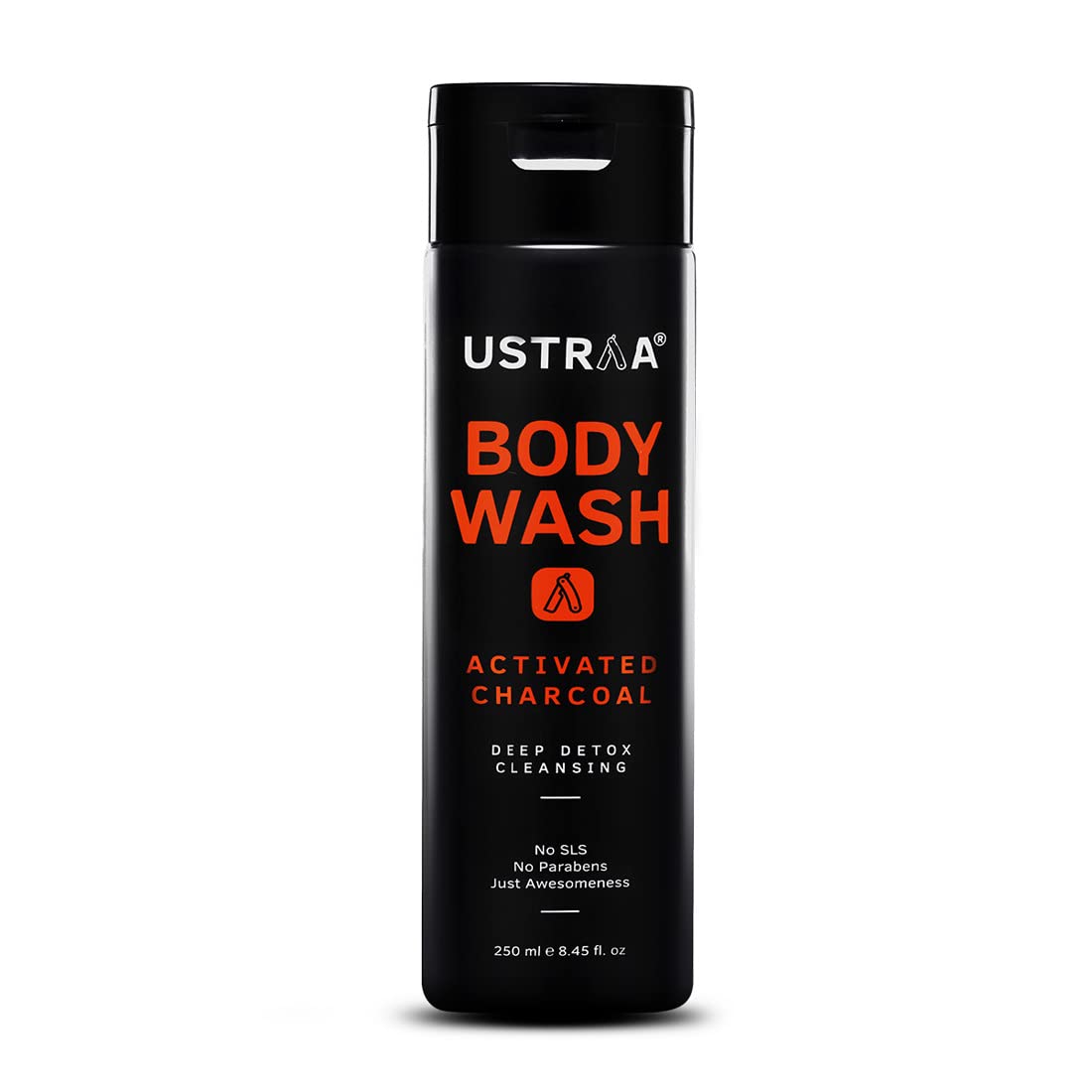 USTRAA Body Wash- Activated Charcoal – 250 ml – Deep Skin Detox with Activated Charcoal