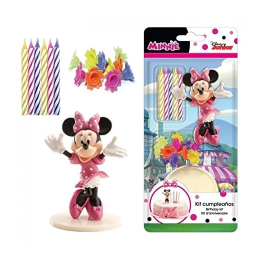 Dekora - Decoración para Tartas con la Figura de Minnie Mouse y Velas Cumpleaños, Rosa, 11 x 5 x 23 cm (303001)