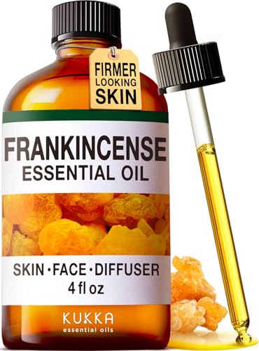 Kukka Frankincense Essential Oil for Face & Skin - 4 Fl Oz - Frankincense Oil Made from Ethiopia Resin - A Holy & Woody Scent for Body Comfort, Aromatherapy & DIY Soap Making Scents