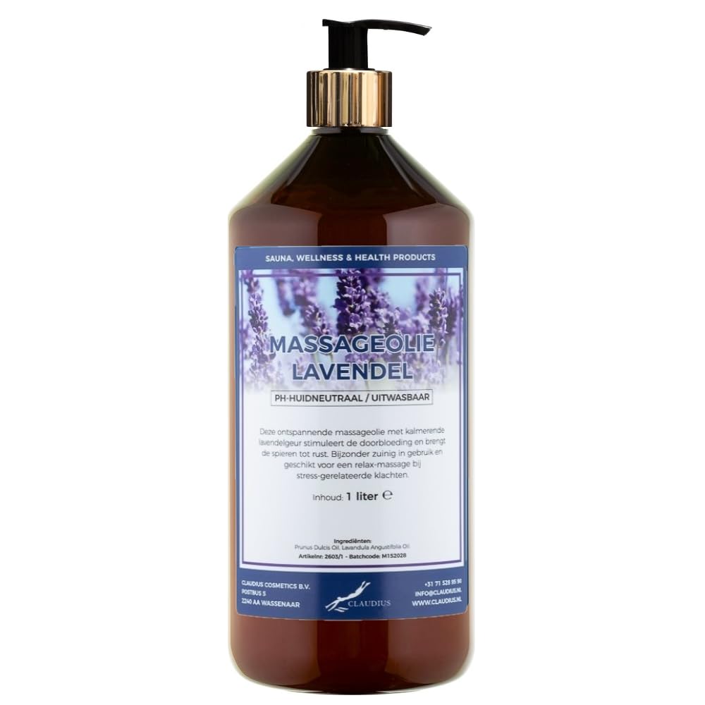 Massageöl Lavendelöl 1 Liter mit goldener Pumpe - 100% natürlich - Bio und kaltgepresst (Bnstein)