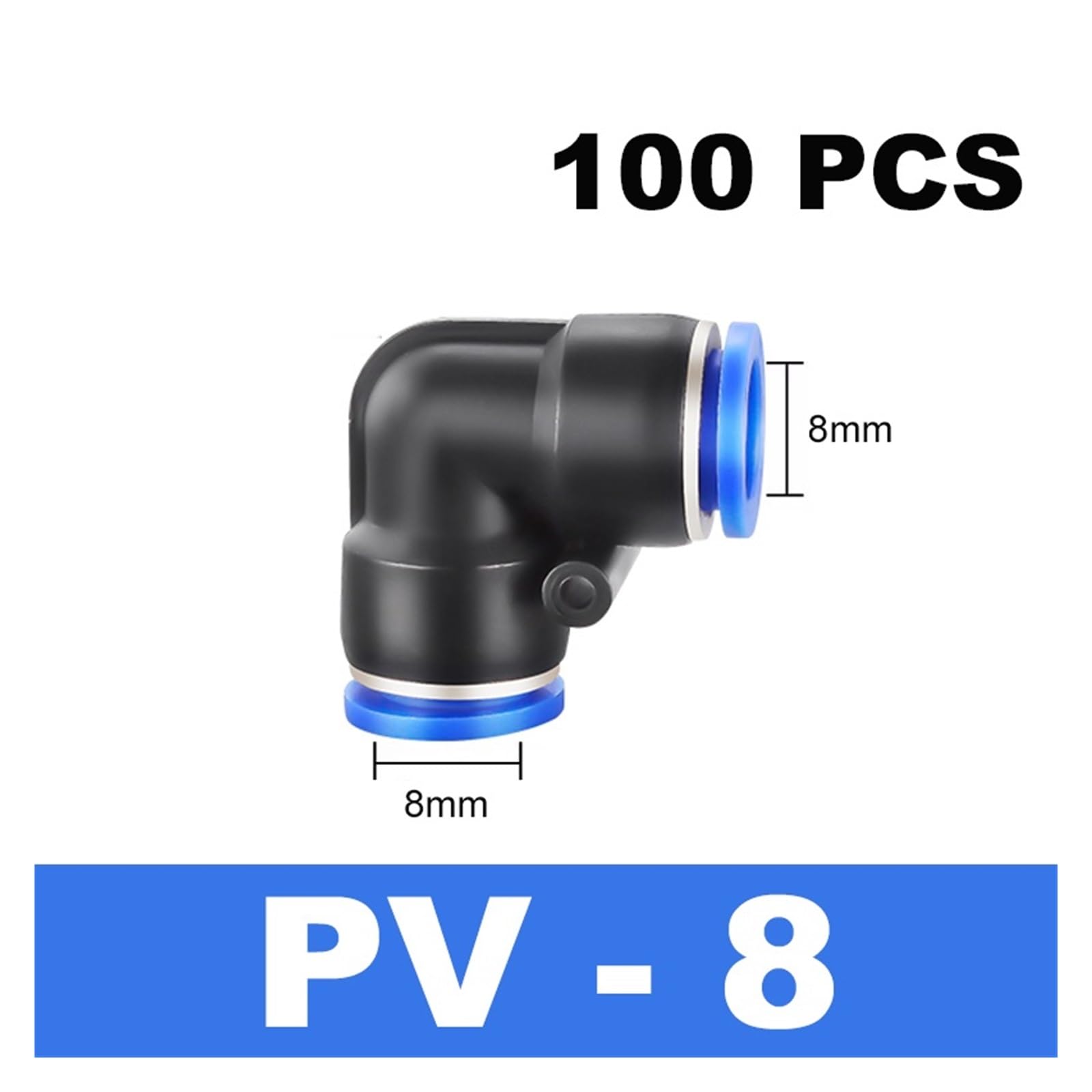 Conectores Neumáticos 100 Uds Accesorios Neumáticos tipo PV manguera de aire acoplamiento rápido 4mm 6mm 8mm 10mm 12mm piezas Push in(8mm)