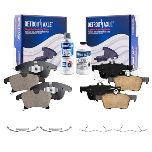 Image of Detroit Axle - Brake Pads for 2013-2016 Ford Fusion 2013-2020 Lincoln MKZ Ceramic Brake Pads w /Hardware 2014 2015 2016 2017 2018 2019 Replacement Front & Rear