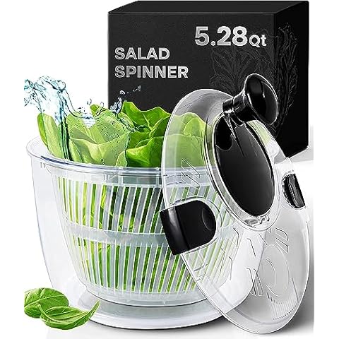 Neatness Large Salad Spinner with Drain, Bowl, and Colander Cover