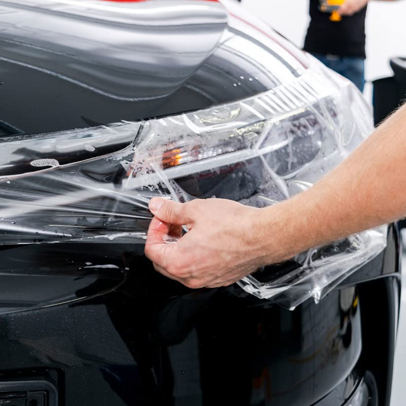 Image of WISDOM Transparent Vinyl Wrap for Car & Bike Protective Film Self Adhesive Vinyl Wrap Sheet Roll Film Sticker and Decal (20x100 Inches, Transparent)