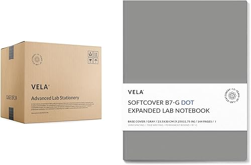 Vela Sciences B7 - Cuaderno expandido de laboratorio de tapa blanda, 9.25 x 11.75 pulgadas (9.3 x 11.8 in), 144 páginas, encuadernado permanente,