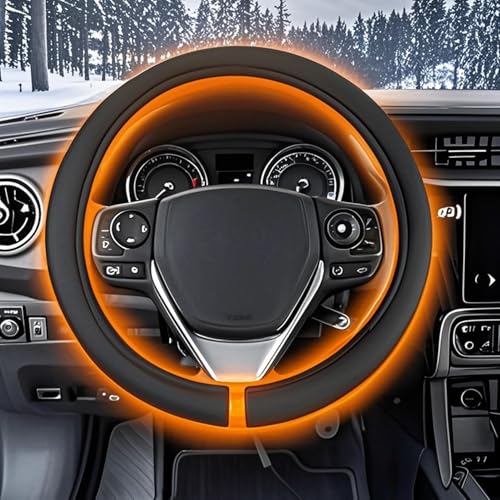 Beheizte Lenkradhülle Lenkradheizung Auto-Lenkradwärmer Handwärmender Lenkradschutz heizt Sich schnell auf passend für Räder 36 8-38 1 cm für Auto LKW Van SUV