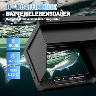 Fishfinder Portatile IPS da 5 Pollici con 17 LED IR e Cavo da 20m - Telecamera da Pesca 1080P con Angolo Ampi 220° - Impermeabile IP68,Telecamera Subacquea per Barca, Pesca sul Ghiaccio, Mare e Fiume