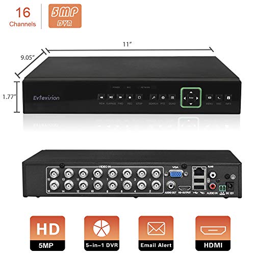 image for Evtevision 16CH 5MP DVR Surveillance Digital Video Recorder 4K Output/