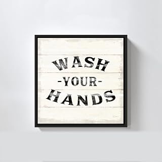 Oliver's Labels Shiplap Bath IV by Sue Schlabach - Premium Gallery Canvas Print, Ready to Hang Wall Decor - 18" X 18" - FLOATING BLACK