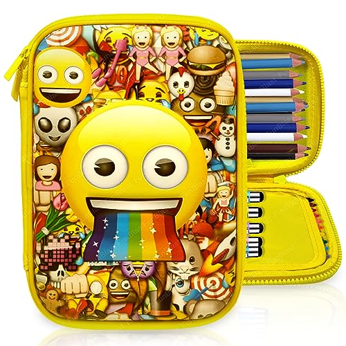 Image of FunBlast Pencil Pouch Case - Smiley Pencil Case, Multipurpose Zipper Pencil Pouch for Kids, Large Capacity Stationary Organizer for School Kid, Pouch for Kid (Multicolor)