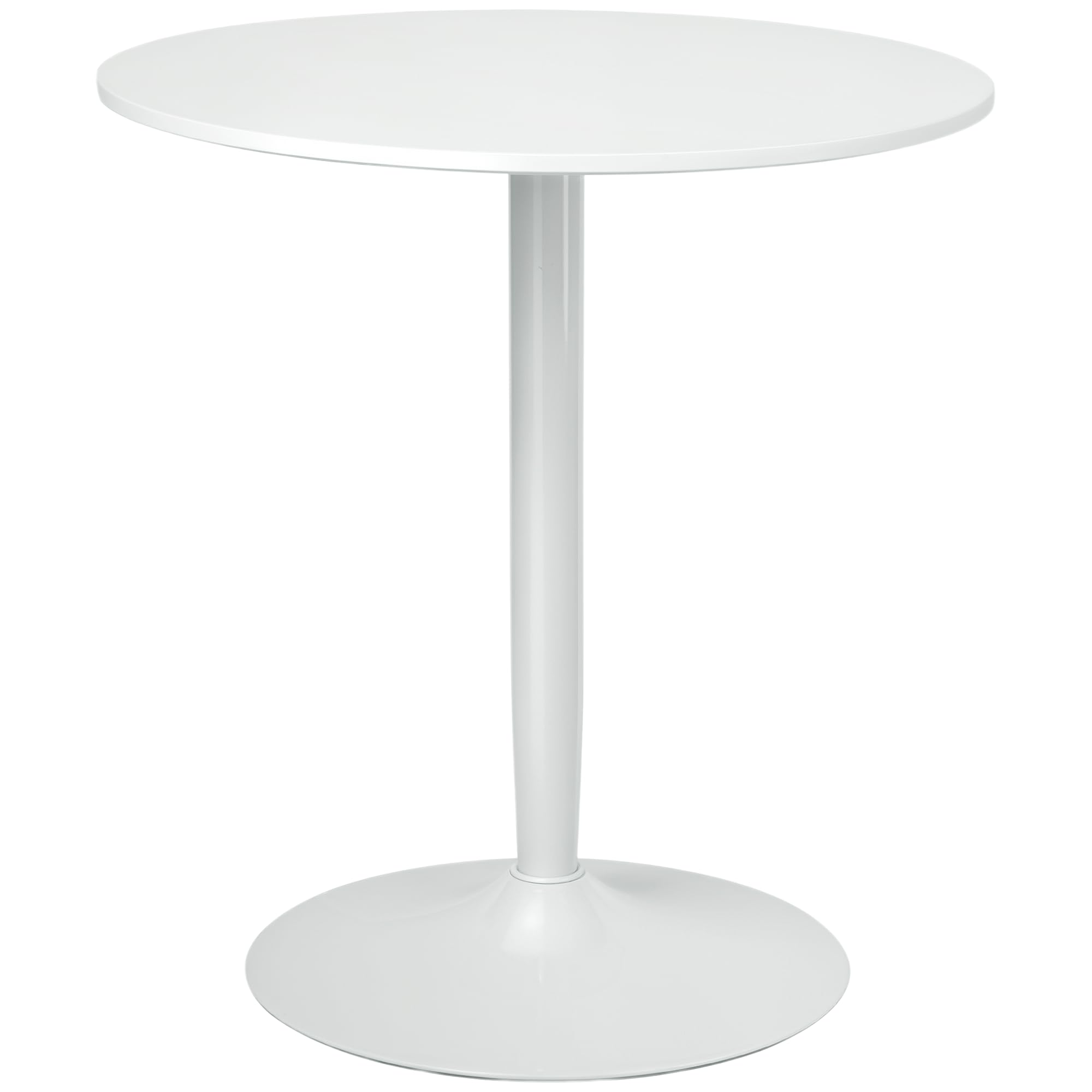 HOMCOM Round Dining Table, Modern Kitchen Table with Steel Base, Non-slip Foot Pad for Living Room, Dining Room, White