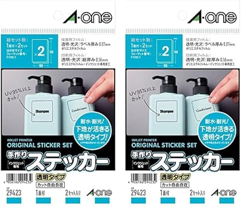 【まとめ買い】エーワン 手作りステッカー 透明 2セット 29423