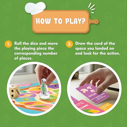 Image of Pizza Party Educational Board Game for Kids Ages 6+ | Learn Vegetables & Counting | 22 Cards & 4 Playing Pieces | Family Game Night, Birthday & Return Gift | Made in India